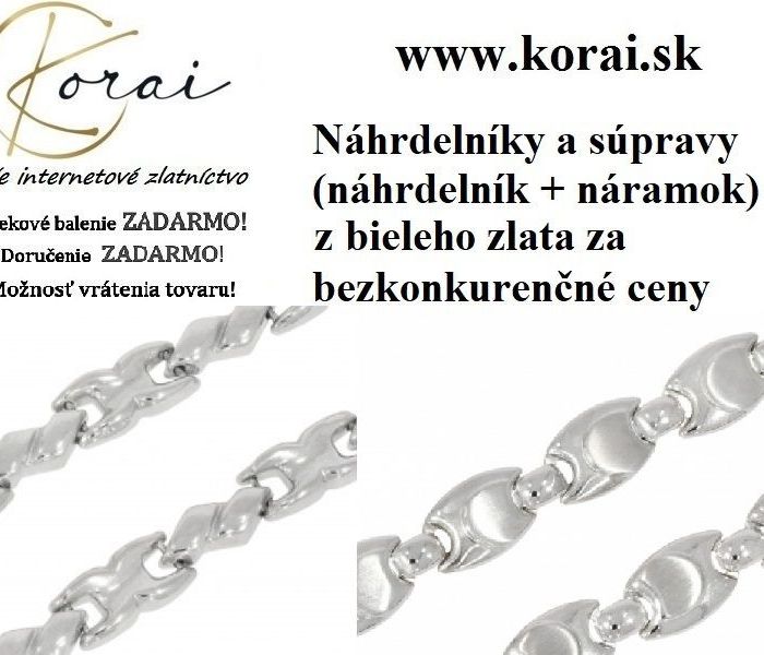 Náhrdelníky a súpravy z bieleho zlata KORAI
