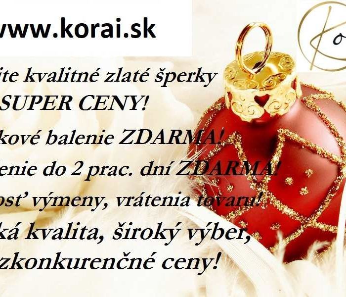 Vianočná zľava na zlaté šperky Korai
